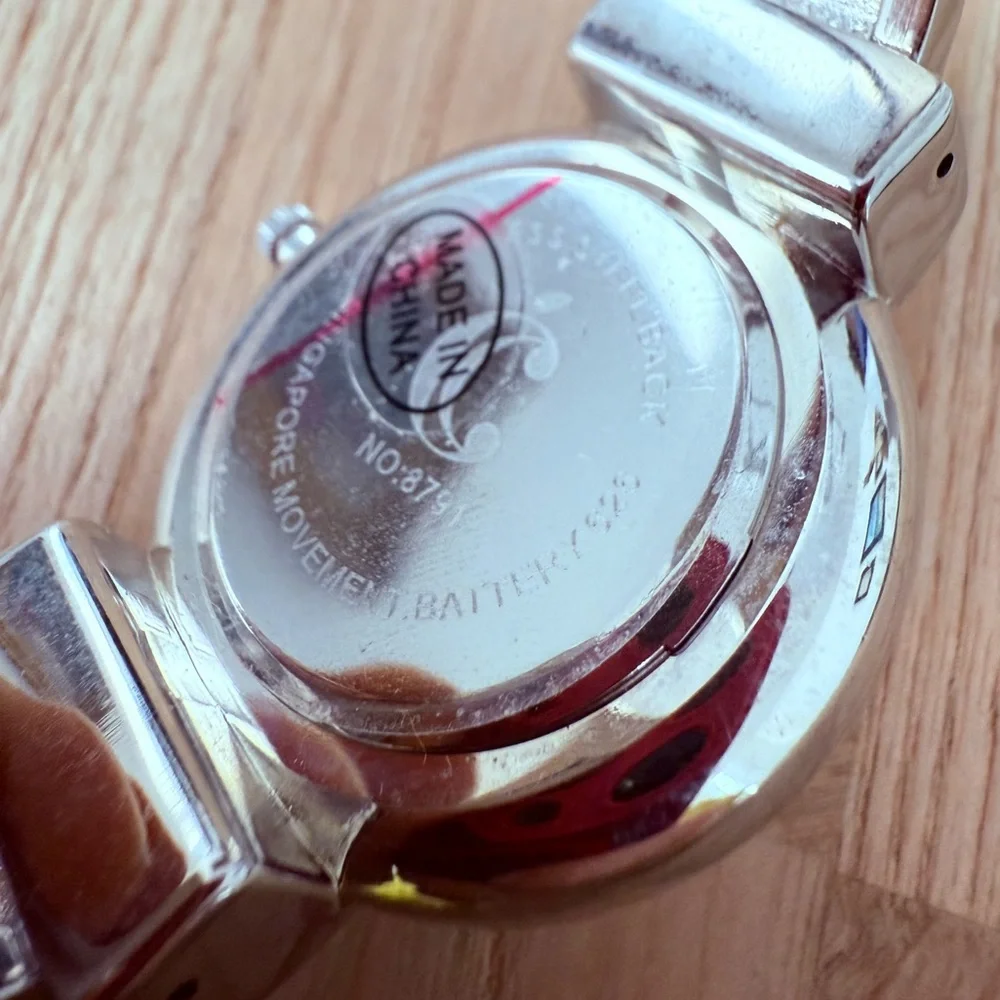 Charming Charlie silver tone floating crystals cuff bracelet watch NEW BATTERY